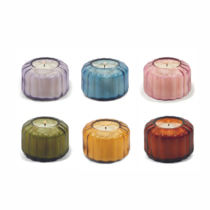 Peppered Indigo Ripple Glass Candle