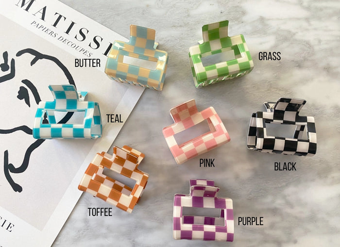 Pink Checkered Hair Clip