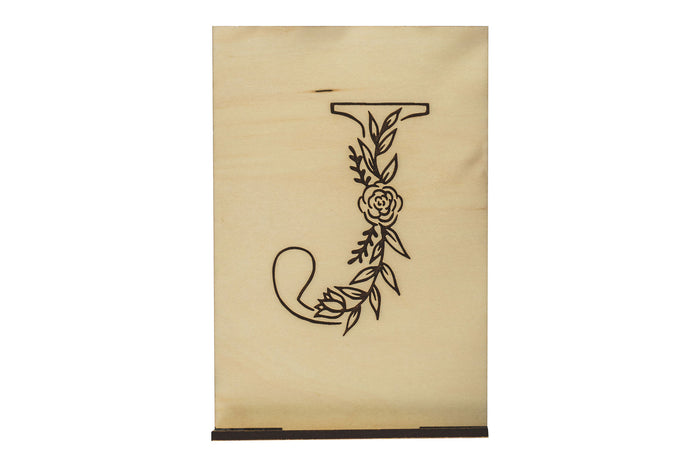 Monogram J Wood Card