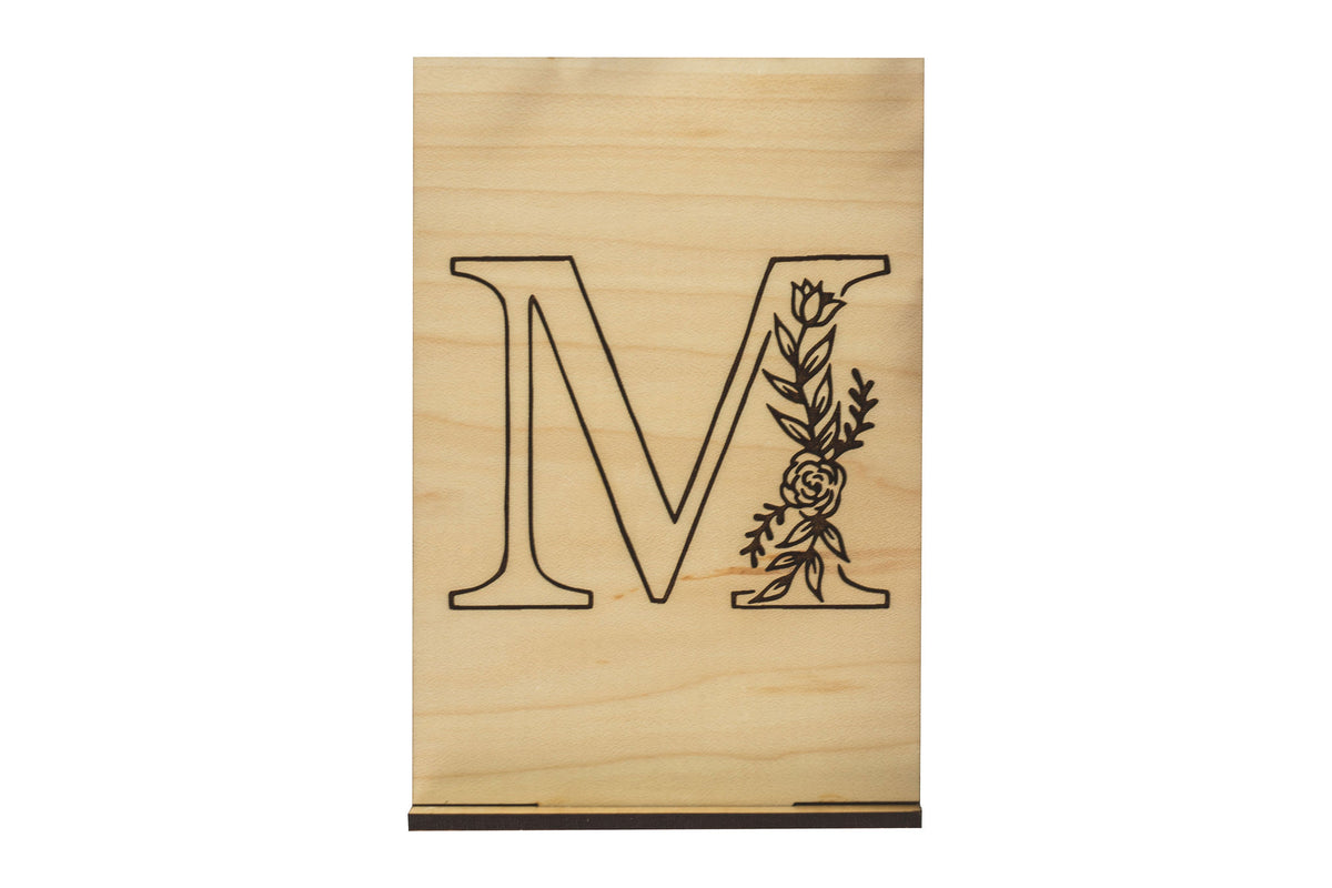 Monogram M Wood Card