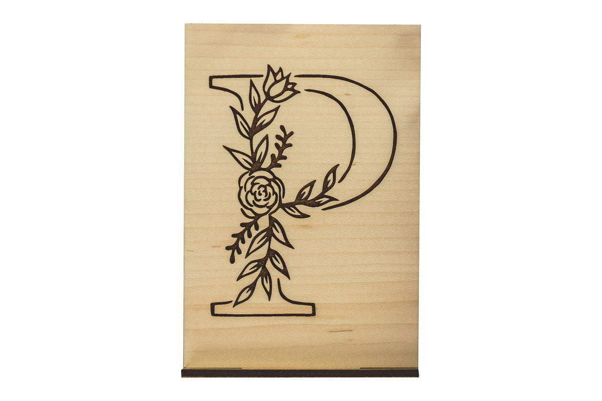 Monogram P Wood Card