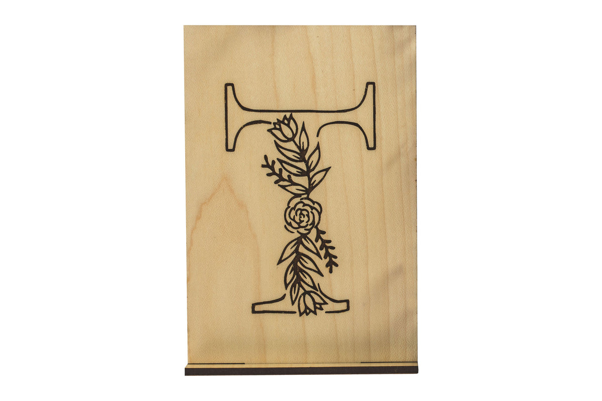 Monogram T Wood Card