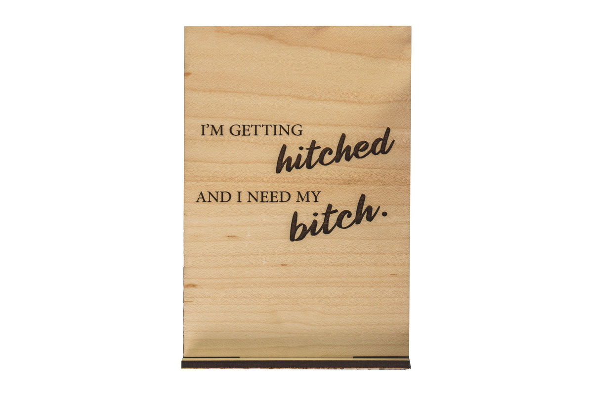 Getting Hitched Wood Card