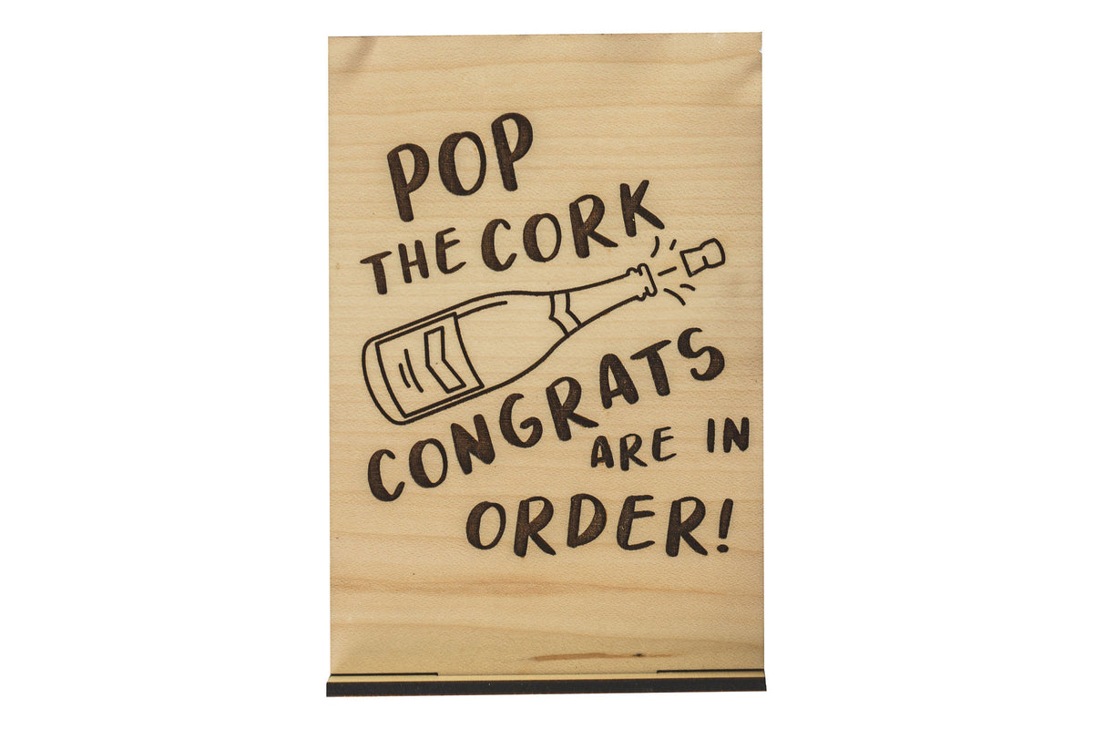 Pop The Cork Wood Card