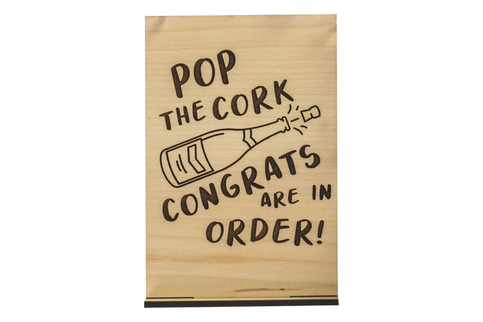 Pop The Cork Wood Card
