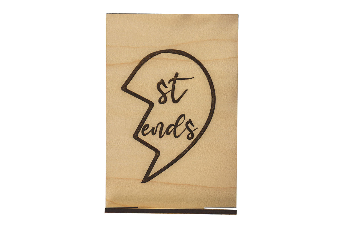 Friends Half Heart Wood Card