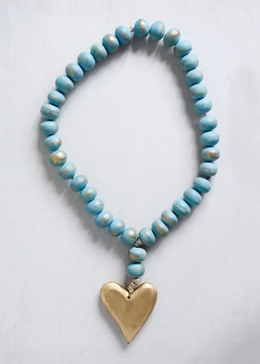 Hand Carved Mango Wood Rosary with Heart
