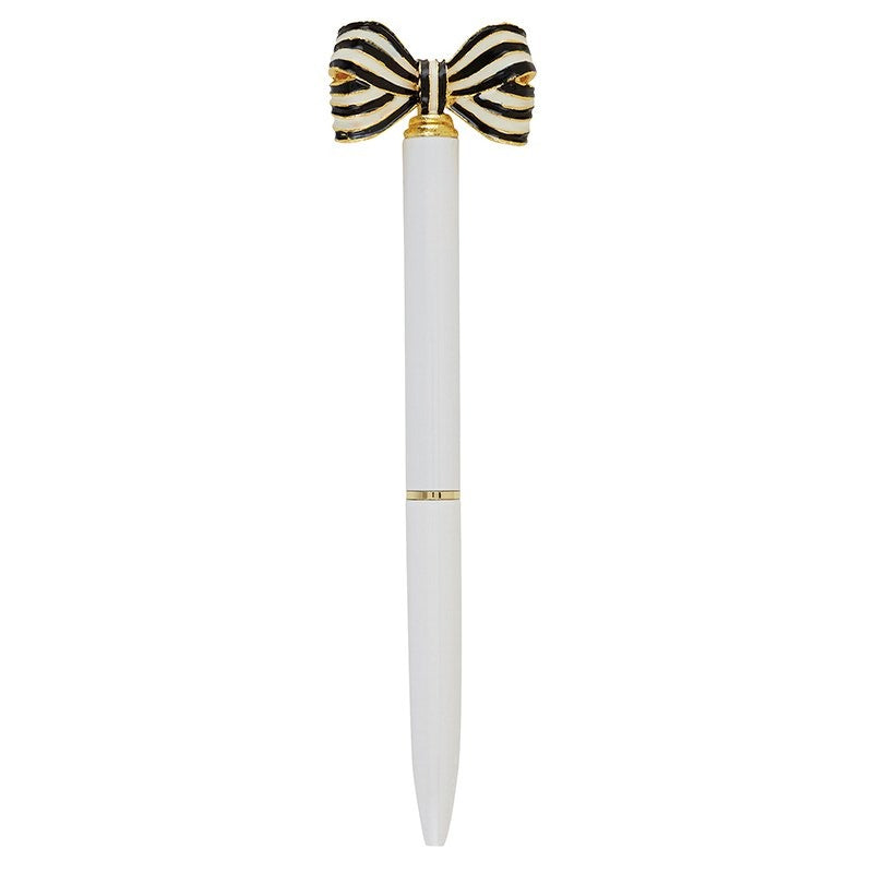 White Striped Bow Pen