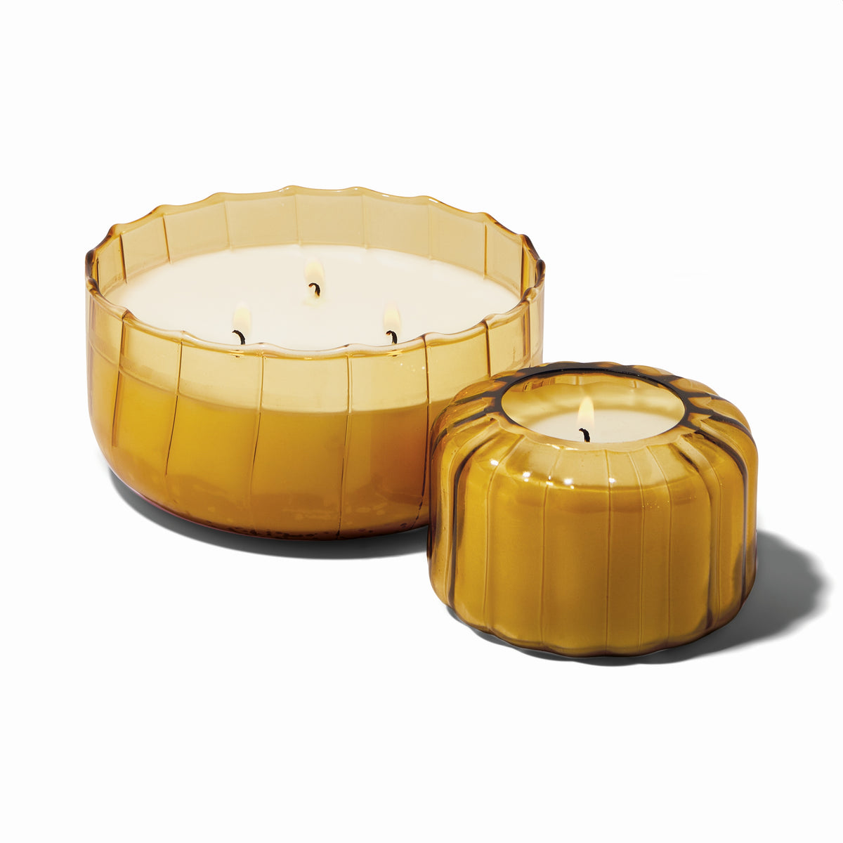 Golden Ember Ripple Glass Candle