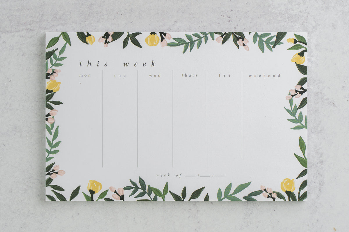 Floral Weekly Planner Notepad