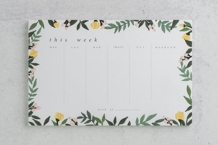 Floral Weekly Planner Notepad