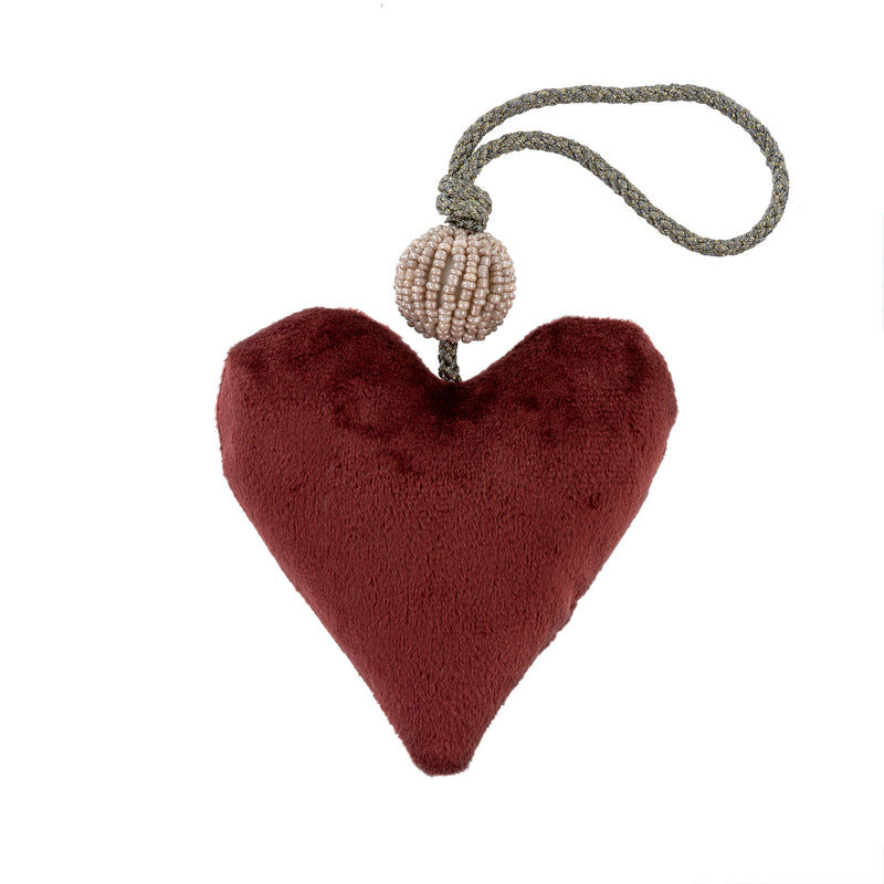 Maroon Velvet Heart Ornament 