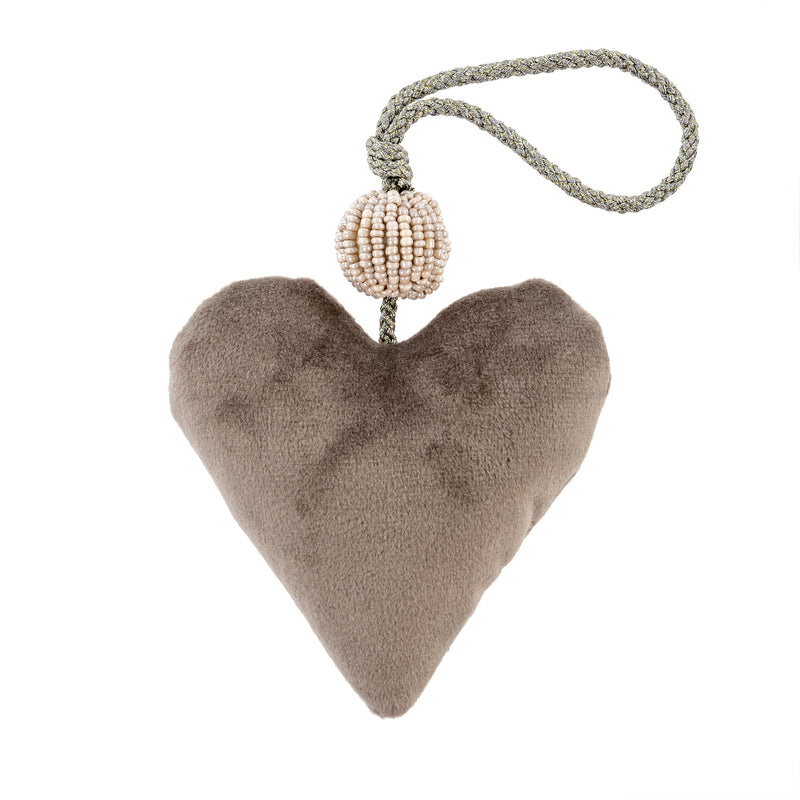 Grey Velvet Heart Ornament