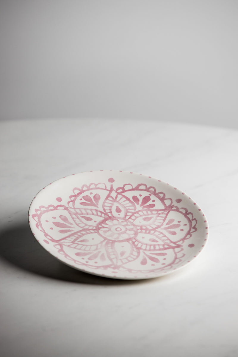 Decorative Pink Stoneware Plate