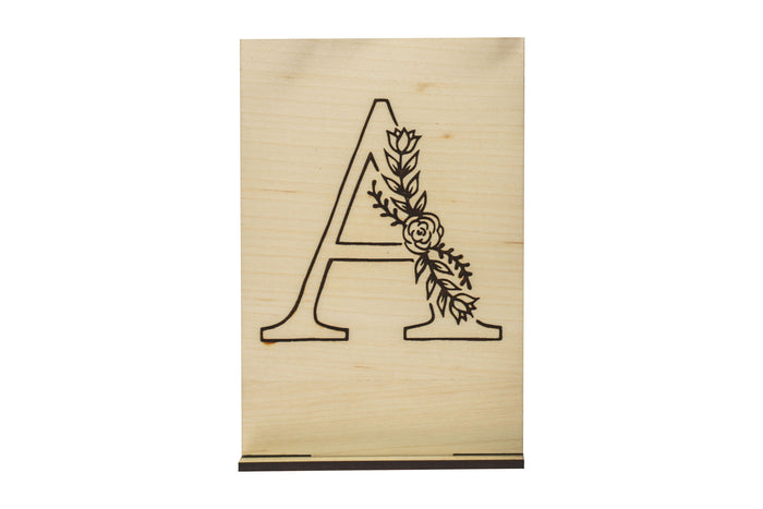 Monogram A Wood Card