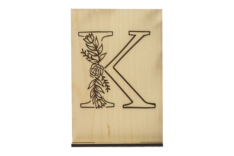 Monogram K Wood Card