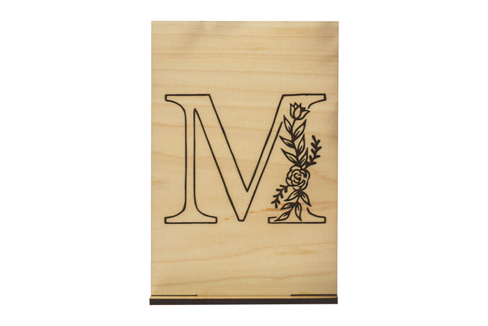 Monogram M Wood Card