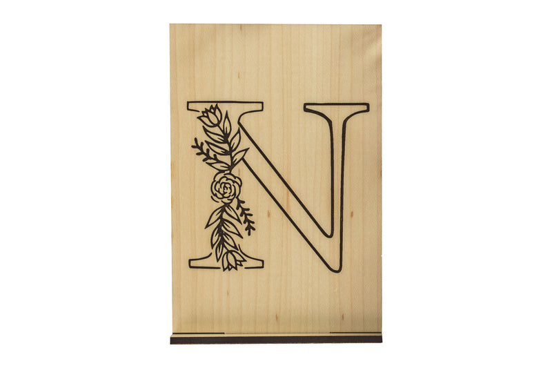 Monogram N Wood Card
