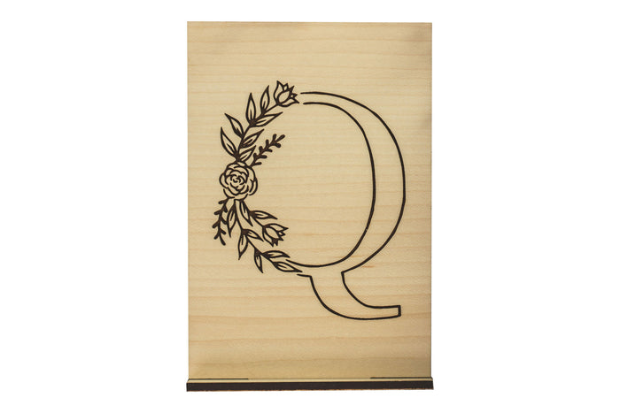 Monogram Q Wood Card