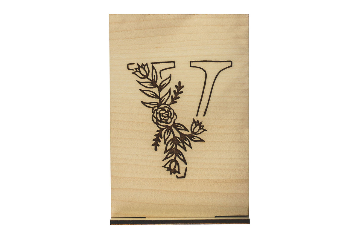 Monogram V Wood Card