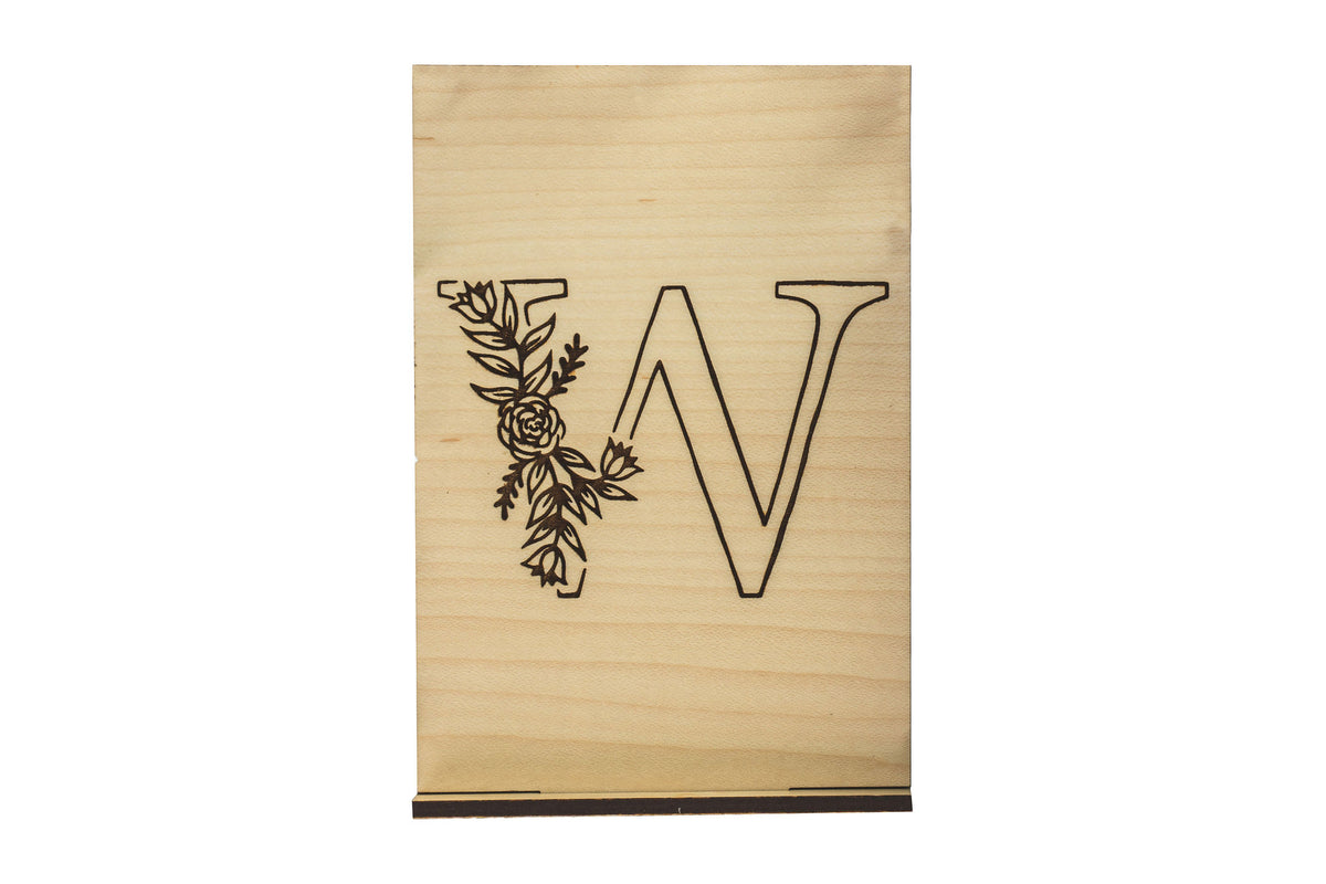 Monogram W Wood Card