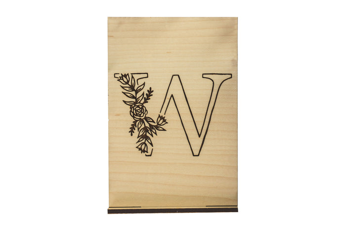 Monogram W Wood Card