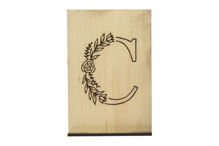 Monogram C Wood Card