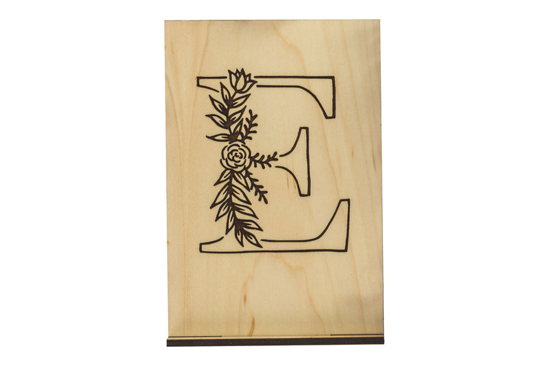 Monogram E Wood Card