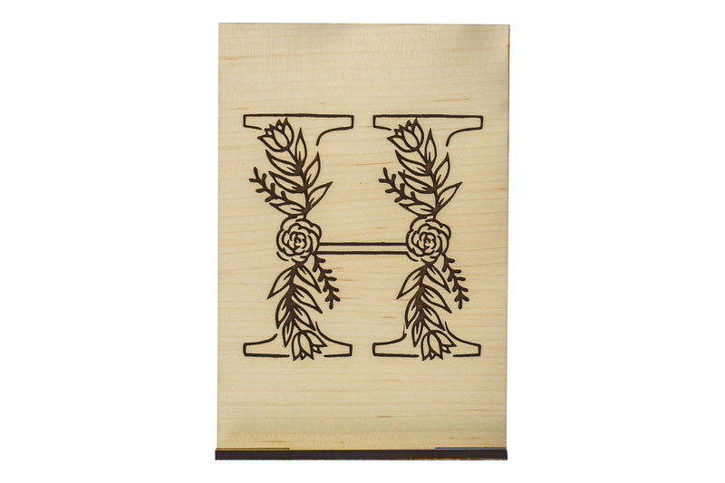 Monogram H Wood Card