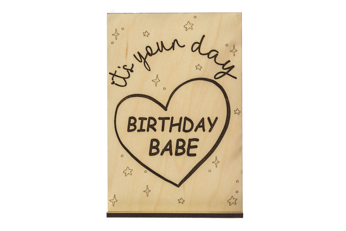 Birthday Babe Wood Card
