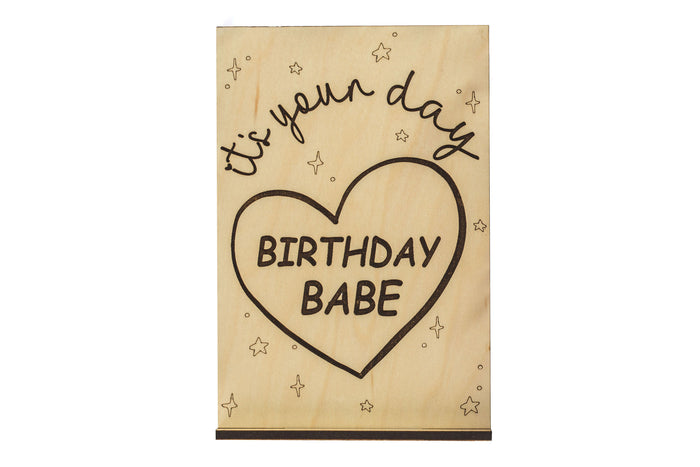 Birthday Babe Wood Card