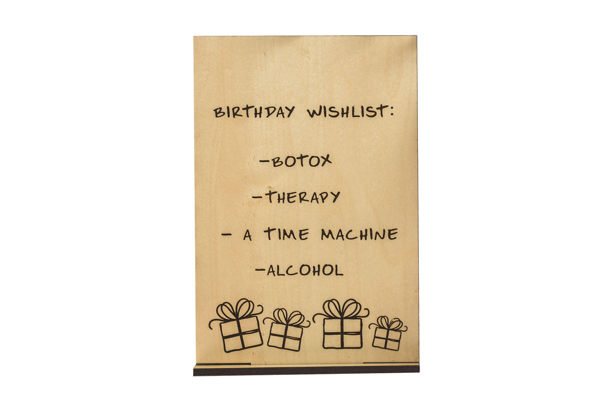 Birthday Wishlist Wood Card