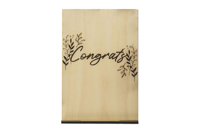 Congrats Floral Wood Card