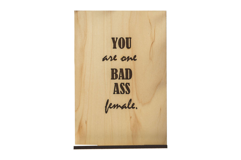 Bad Ass Female Wood Card