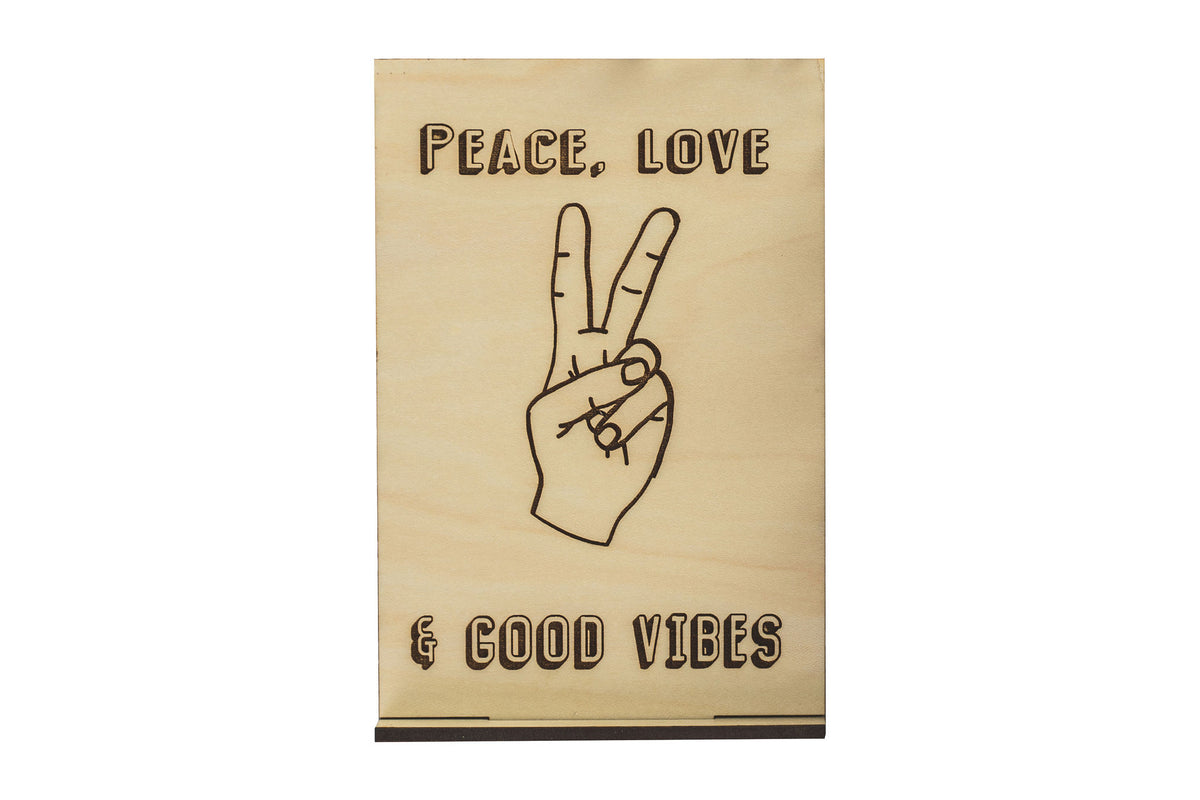 Peace, Love & Good Vibes Wood Card