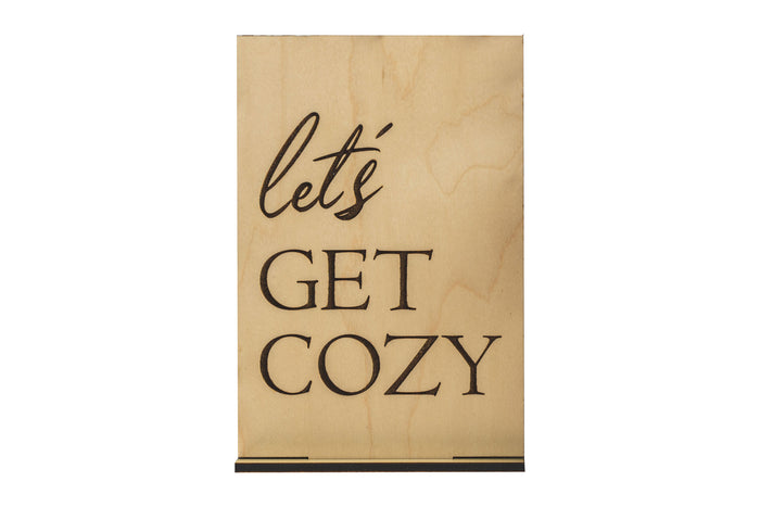 Let's Get Cozy Wood Card