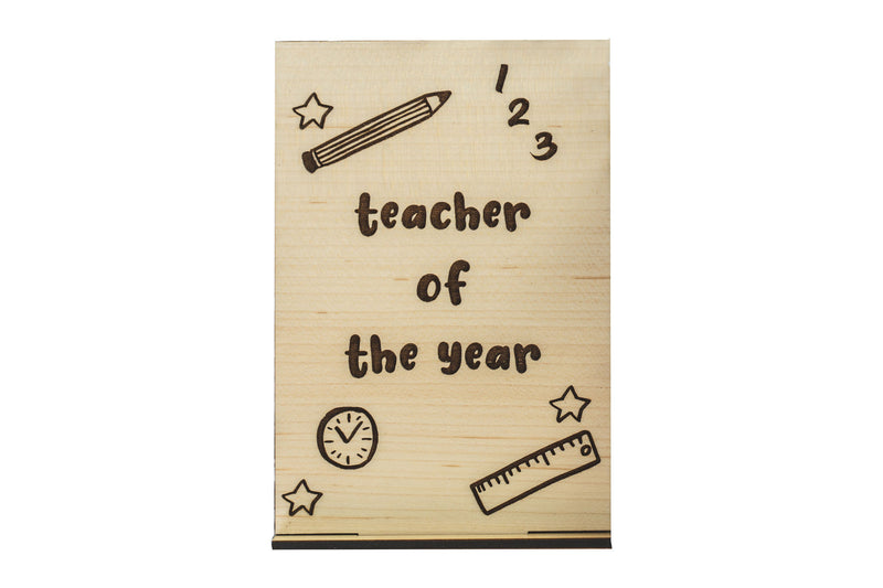 Teacher Of The Year Wood Card