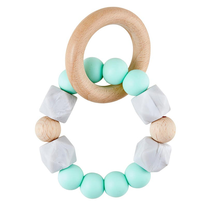 Silicone & Wood Teether - Mint Marble